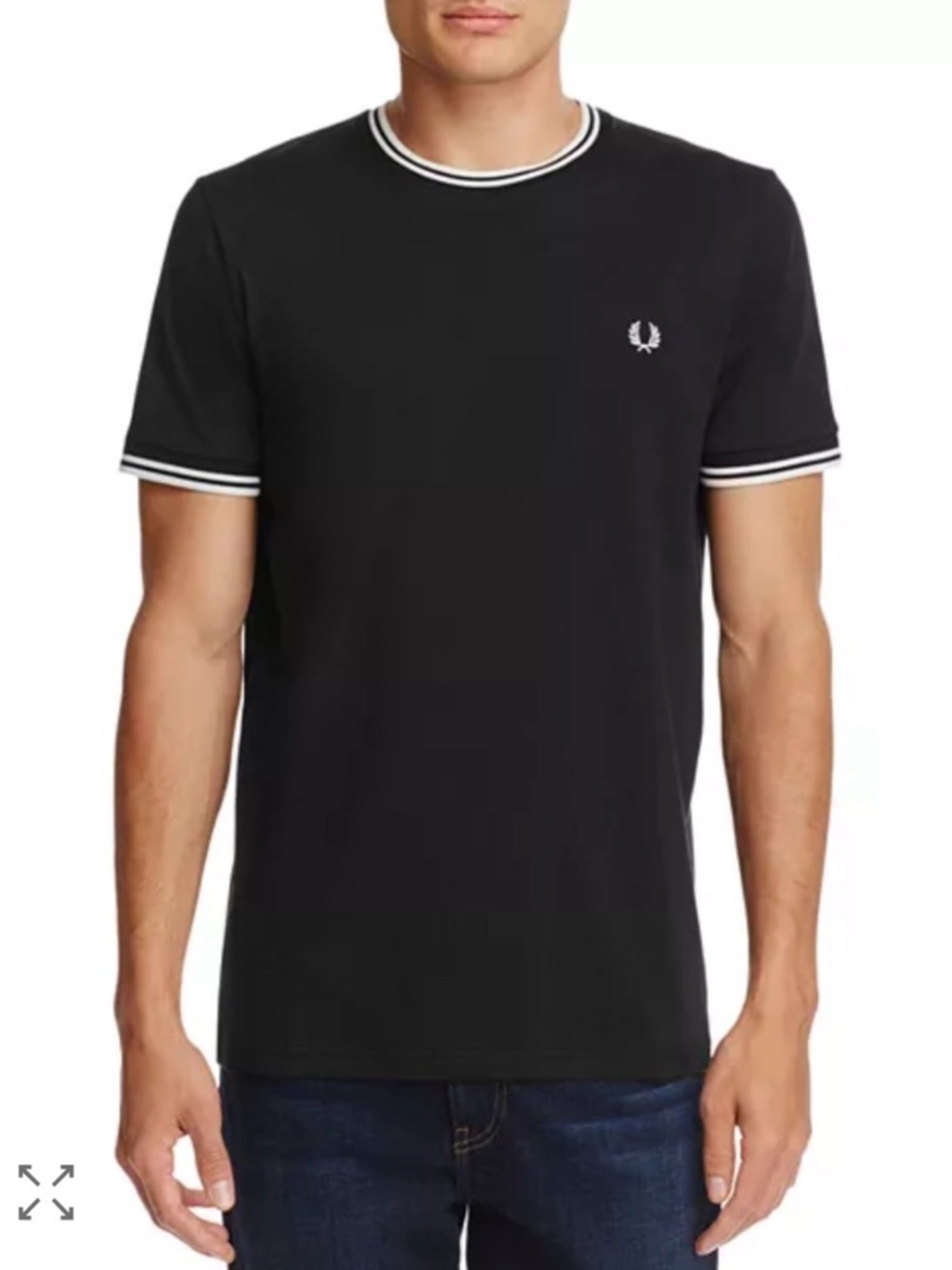 Fred Perry Twin Tipped Short Sleeve Tee Black Size Large